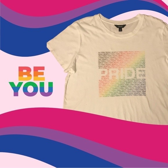 SimplyVera Vera Wang Pride Tee White Multicolored Short Sleeves Cotton Size XL - Picture 5 of 6